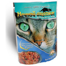 Консервированный корм для взрослых кошек Ночной Охотник с лососем, судаком, тунцом в желе 100 г