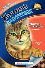 Консервированный корм для взрослых кошек Ночной Охотник мясное ассорти в желе 100 г