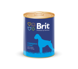 Консервы для взрослых собак Brit Beef and Rice с говядиной и рисом 850гр
