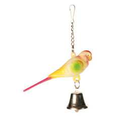Игрушка для птиц Trixie пластиковый попугай с колокольчиком, 9 см