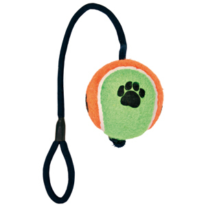 Игрушка для собак Trixie теннисный мяч, с веревкой