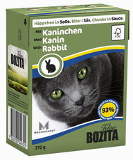 Консервированный корм для взрослых кошек и котят Bozita кусочки кролика в соусе 370 г