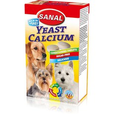 Дрожжевые таблетки для взрослых собак Sanal Yeast Calcium с добавлением кальция содержат витамины В1, В2, В6, В12 100 таблеток 100 г
