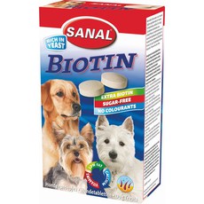 Витамины для взрослых собак Sanal Biotin содержат 120 мг биотина в каждой таблетке, для здоровой кожи и шерсти 100 таблеток 100 г