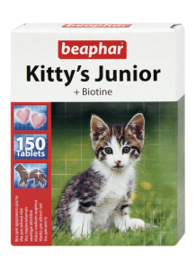 Лакомство для котят Beaphar Kittys Junior витаминизированное, минеральное, сердечки, 1000 таб