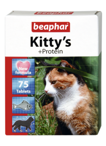 Витамины для кошек Beaphar Kittys Protein с протеином, рыбки, 75 таб