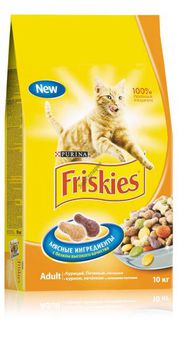 Сухой корм для взрослых кошек Friskies с курицей и овощами 400 гр, 1,5 кг