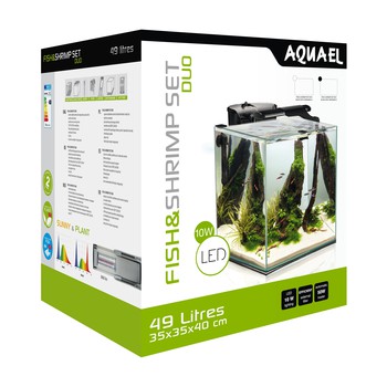  Аквариум Aquael Fish&Shrimp Set DUO LED/49л, 35х35х40см Черный, Белый