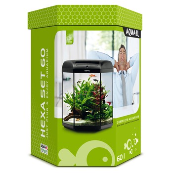 Аквариум Aquael HEXA SET-II 60л шестигранный черный, 41х41х60см.
