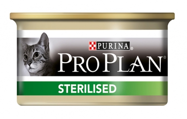 Консервированный корм для взрослых стерилизованных кошек Pro Plan Sterelised  с лососем и тунцом 85 гр