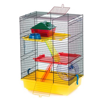 Клетка для грызунов Inter Zoo TEDDY II Color + PL - пластиковый комплект 360х240х500 (цветной прут) х 25 х 51 см