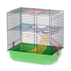 Клетка для грызунов Inter Zoo TEDDY I Color + Equipment - металлический этаж, лесенка и пружина 360х240х360 (цветной прут)