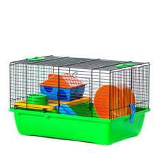 Клетка для грызунов Inter Zoo TEDDY LUX (GINO Color + PL) - пластиковый комплект 420х290х260 (цветной прут)