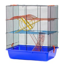 Клетка для грызунов Inter Zoo TEDDY LUX II (GINO II + Equipment) + 2 металлических этажа, пружина, лесенка и колесом  420х290х490 (цветной прут)