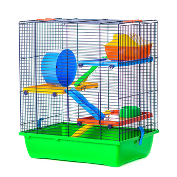 Клетка для грызунов Inter Zoo TEDDY LUX II (GINO II Color + PL) - пластиковый комплект 420х290х490 (цветной прут) 