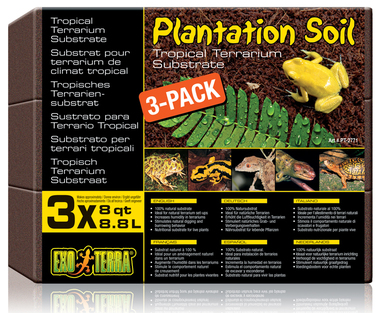 Кокосовая крошка субстрат для тропических террариумов Exo Terra Plantation Soil 3 упаковки по 8,8 л
