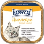 Консервированный корм для взрослых кошек Happy Cat, с цыпленком, паштет с кусочками, 100 г
