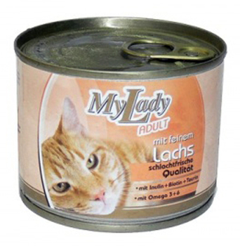 Консервированный корм для взрослых кошек Моя Леди Премиум с лососем 195 г 12 шт