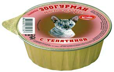 Консервированный корм для взрослых кошек Зоогурман Мясное суфле с телятиной 100 г 16 шт