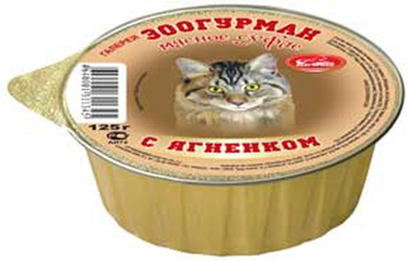 Консервированный корм для взрослых кошек Зоогурман Мясное суфле с ягненком 100 г 16 шт