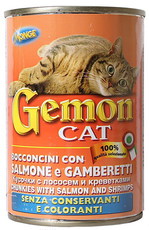 Консервированный корм для взрослых кошек Gemon с лососем и креветками 415 г 24 шт