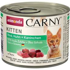 Консервированный корм для котят Animonda Carny Kitten с говядиной курицей и кроликом