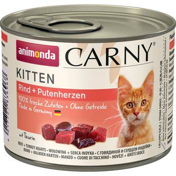 Консервированный корм для котятAnimonda Carny Kitten Beef Turkey Hearts с говядиной и сердцем индейки 200 гр, 400 гр