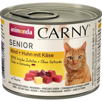 Консервированный корм для стареющих кошек Animonda Carny Senior - Beef, Chicken Cheese с говядиной, курицей и сыром 200 гр