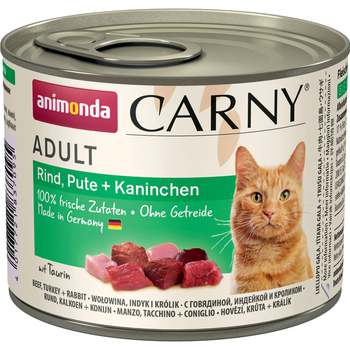 Консервированный корм для взрослых кошек Animonda Animonda Carny Adult Cat - Beef, Turkey Rabbit с говядиной, индейкой и кроликом 200 гр, 400 гр