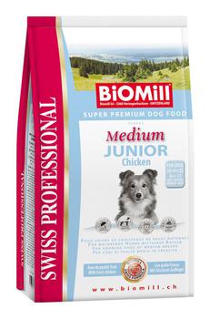 Сухой корм для щенков средних пород Biomill Swiss Professional Medium Junior 3 кг, 12 кг