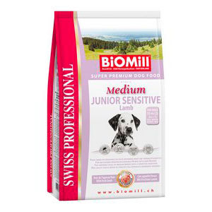 Сухой корм для привередливых и проблемных щенков средних и крупных пород 12 кг Biomill Swiss Professional Medium Junior Sensitive Salmon 3 кг