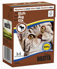 Консервированный корм для взрослых кошек и котят Bozita Feline  кусочки в желе с мясом лося 370 г