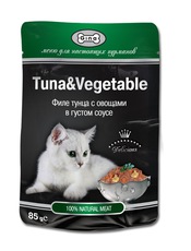 Влажный корм для взрослых кошек Gina Tuna and Vegetable c тунцом и овощами в густом соусе 85 г
