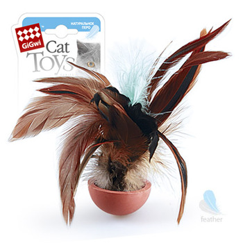 Игрушка для кошек Gigwi мячик с перьями, 6 см