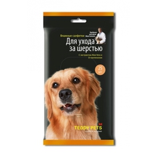 Влажные салфетки для ухода за шерстью собак Teddy Pets, с алоэ вера, 25 шт