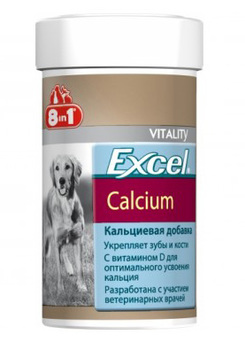 Витамины для взрослых собак и щенков 8 In 1 Excel Calcium с кальцием,фосфором и витамином D 155 таблеток