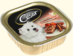 Консервы для взрослых собак Cesar нежное патэ из говядины в овощном соусе 100 г 24 шт