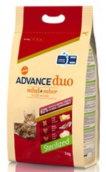 Сухой корм для взрослых стерилизованных кошек Advance Cat Duo Health Taste Sterilized с мясом 400 гр, 800 гр