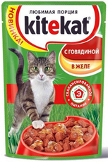 Консервированный корм для взрослых кошек KiteKate с говядиной в желе  100 г  24 шт