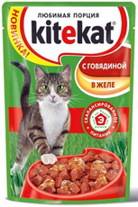 Консервированный корм для взрослых кошек KiteKate с говядиной в желе 100 г 24 шт