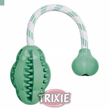 Игрушка для собак Trixie Dentafun мяч с веревкой, резина, 28 см