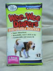 Памперсы для собак Wee-Wee Diapers размер Xs 1,82-3.63кг 25.4,-33см (12штук)
