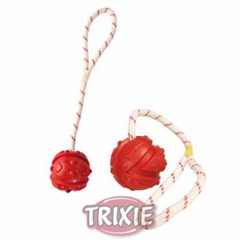 Игрушка для собак Trixie мяч на канате, с петлей, резина, 4,5 см