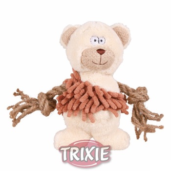 Игрушка для собак Trixie медведь с канатиками, плюш, 17 см