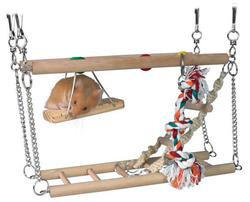 Лестница для хомяка Trixie подвесная двойная с веревкой, 27,5 х 10,5 х 16 см
