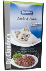 Консервированный влажный корм для взрослых кошек Dr. Cluaders с лососем и форелью 100 г 20 шт