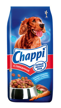 Сухой корм для взрослых собак  Chappi  с говядиной 600 г, 2,5 кг, 15 кг
