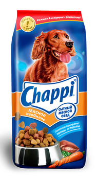 Сухой корм для взрослых собак  Chappi с мясом 600 г, 2,5 кг, 15 кг