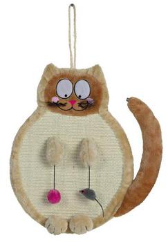 Когтеточка для кошек Trixie кошка с игрушками, 36 х 50 см, бежевая