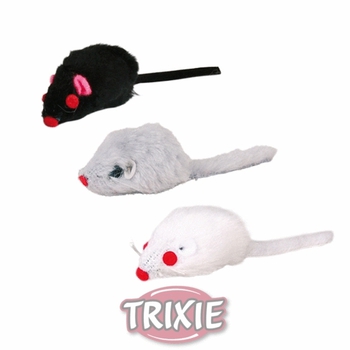 Игрушка для кошек Trixie мышь меховая, с колокольчиком, серая, 5 см
